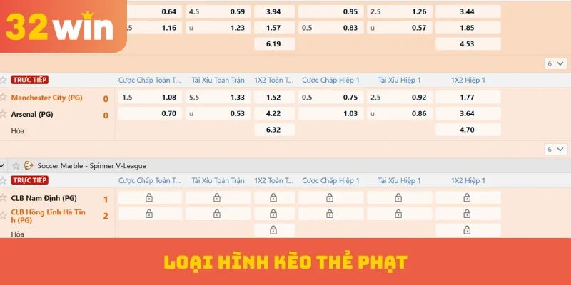 Loại hình kèo thẻ phạt