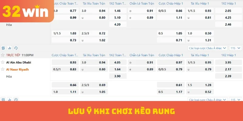 Kèo Rung – Cá Cược Ngay Lập Tức Cơ Hội 100% Chiến Thắng 3 Lưu ý khi chơi kèo rung