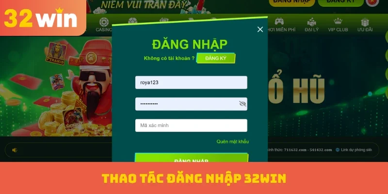 Đăng nhập 32WIN 2 Thao tác đăng nhập 32WIN